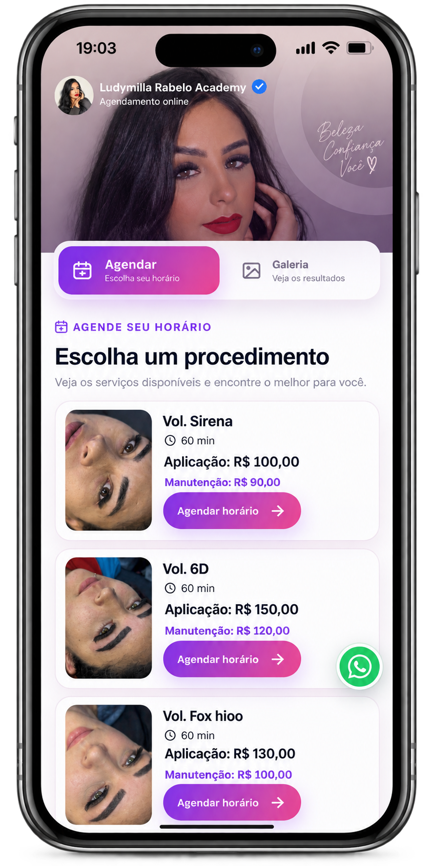 Página real de agendamento criada no AgendaPro1